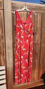 Pink and white maxi dress